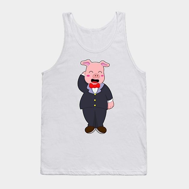 Pig as Groom with Suit & Tie Tank Top by Markus Schnabel